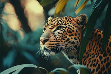 a close up of a leopard in a tree