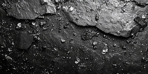 Canvas Print - Water droplets on a dark, wet stone surface.