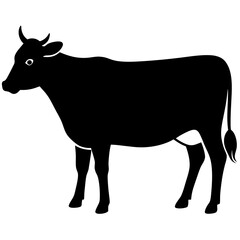 vector cow silhouette black animals design isolated on white background