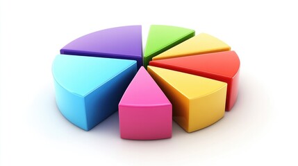 Poster - A colorful 3D pie chart with multiple segments, each section raised slightly to emphasize data distribution, set against a clean white background.