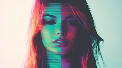 Colorful Portrait with Glitch Effect