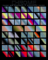 Canvas Print - A grid of squares filled with a variety of chrome gradient with a metallic sheen. Designed to be used as a resource for art tools.