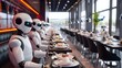 © Bussakon - Futuristic Restaurant with Robotic Waiters Serving Meals Showcasing Advanced Dining Experiences