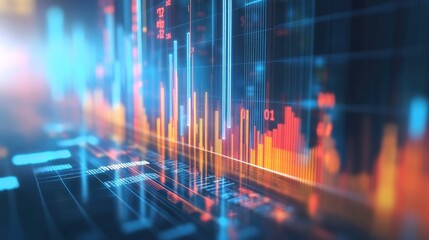 Poster - A high-resolution image of a business financial graph with rising lines and bars, overlaid with numerical data and set against a clean, professional background.