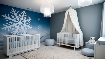 Baby's Bedroom In Light Blue Colors