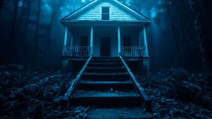 Poster - Visual Haunted House With Creaking Doors And Gho