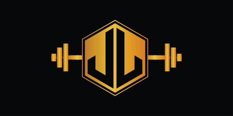 J,JJ GYM AND FITNESS LOGO IN HEXAGON SHAPE