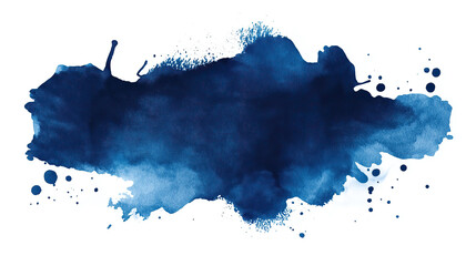 Wall Mural - one single dark blue watercolor aquarelle abstract splash stain isolated on white background