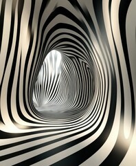 Wall Mural - Unique abstract tunnel design with black and white patterns at dusk