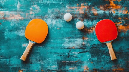 Colorful Ping Pong Equipment on a Table