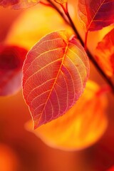 Wall Mural - Leaf on Tree Branch Close Up