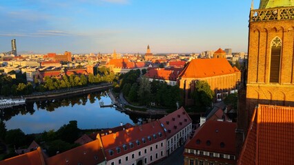 city Europe beautiful top view aerial photography of Wroclaw Poland