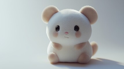 Cute plush hamster toy sitting in soft lighting