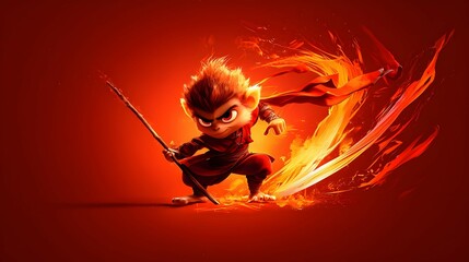 Poster - Fiery Monkey King Anime Character Illustration