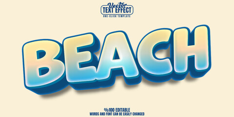 Poster - beach editable text effect, customizable ocean and sand 3d font style