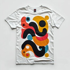 Wall Mural - White T Shirt with Abstract Geometric Design