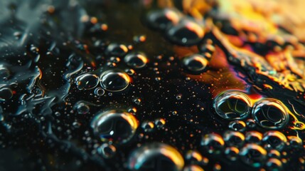 Abstract Macro Photography of Water Droplets and Oil