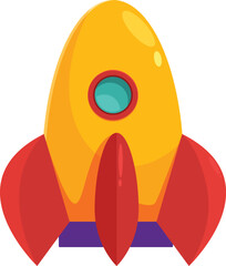 Poster - Cartoon spaceship with red wings and a round window is ready for flying