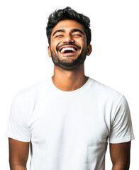 Wall Mural - PNG Indian man happy laughing t-shirt.