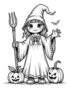 Halloween line art for coloring page