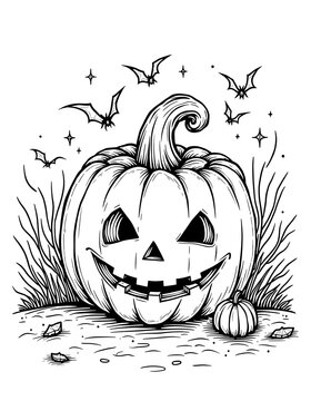 Halloween line art for coloring page