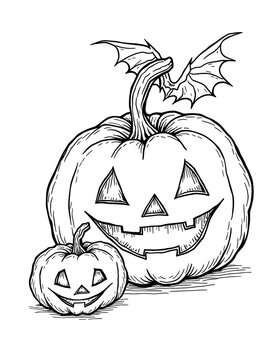 Halloween line art for coloring page