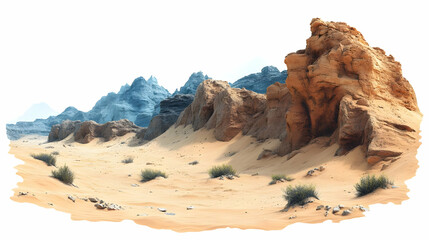 Wall Mural - A desert landscape featuring rocky formations and sparse vegetation.