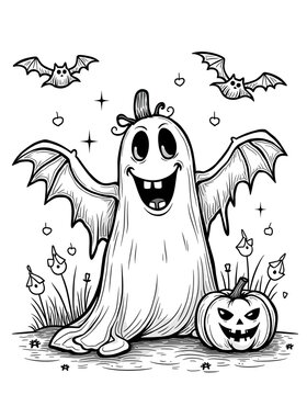 Halloween line art for coloring page