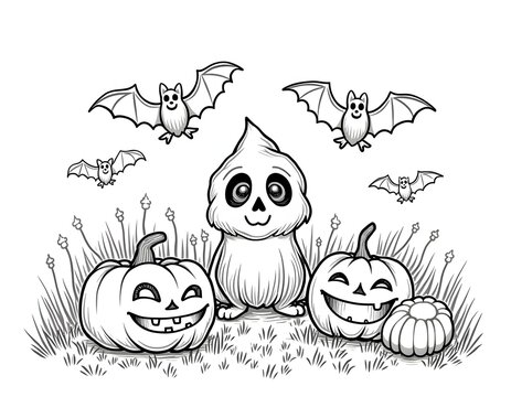 Halloween line art for the coloring page