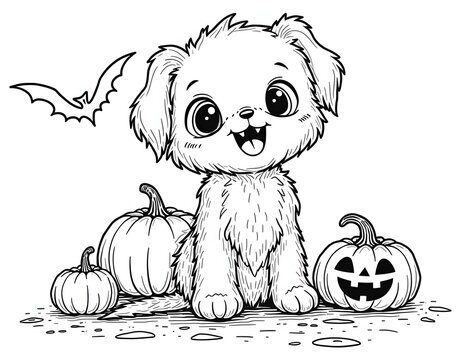 Halloween line art for the coloring page