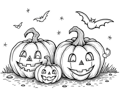 Halloween line art for the coloring page