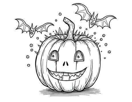 Halloween line art for the coloring page