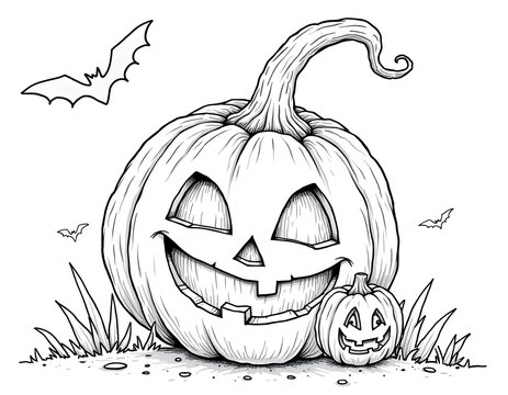 Halloween line art for the coloring page