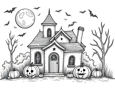 Halloween line art for the coloring page