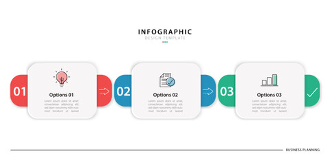 Wall Mural - Infographic template 3 Step timeline journey isolated background, Data visualization flat simple design. presentation graph. Business timeline creator 3 options, vector illustration.