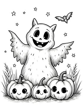 Halloween line art for the coloring page