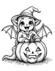 Wall Mural - Halloween line art design for coloring page