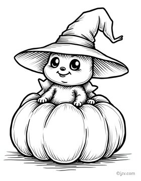 Halloween line art design for coloring page