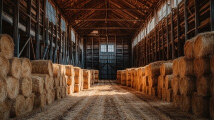 Sticker - Hay Bales Stacked In A Barn