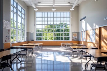 Wall Mural - Spacious Classroom With Large Windows