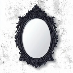 Wall Mural - A enchanted mirror, magical object, detailed frame, silver, isolated on white background