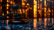 © Siasart - A gavel on a reflective surface with a digital background, symbolizing justice and technology.