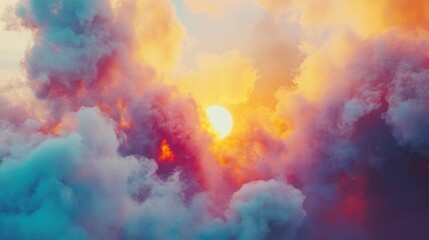 Sticker - Sun Shining Through Colorful Clouds