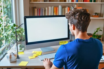 Sticker - person in front of computer