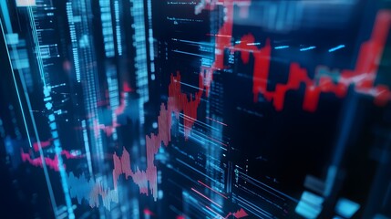 Poster - A digital screen displays a forex chart, highlighting fluctuations in currency exchange rates.