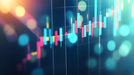 Poster - A close-up shot of a financial chart with vibrant colors depicting a positive trend.
