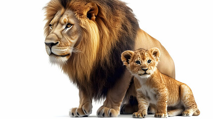 A majestic lion and its playful cub, showcasing the beauty of wildlife and family bonds.