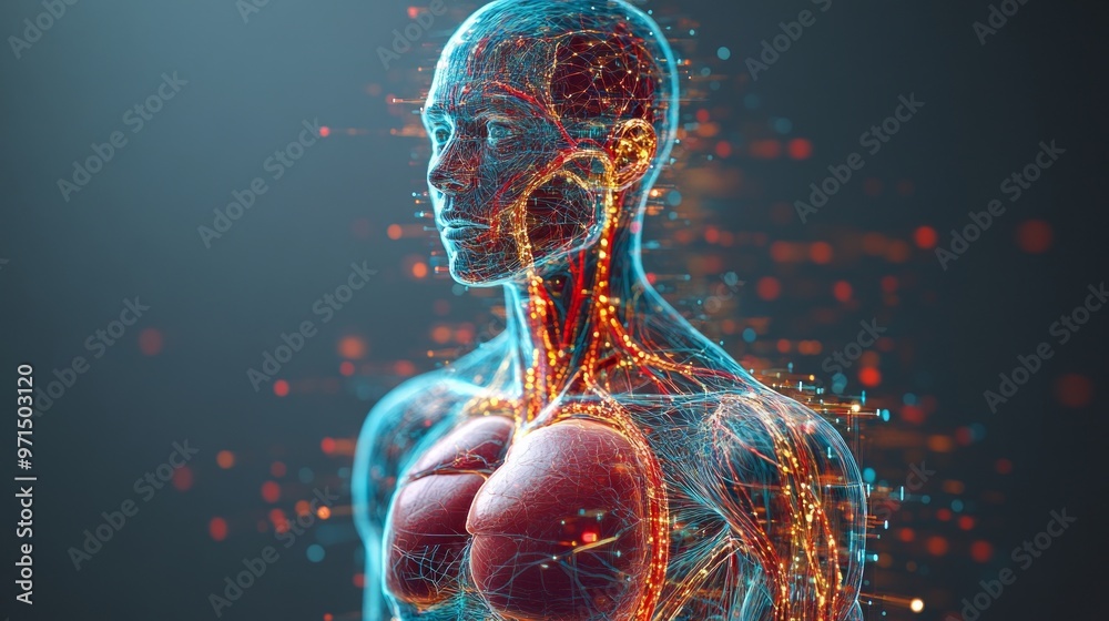 CT scan of head and body Detailed anatomy of body organs, brain, heart ...