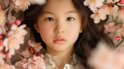 Wall Mural - beautiful studio portrait of young Asian girl