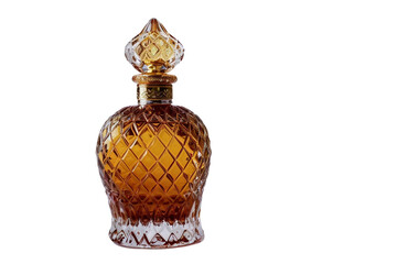 Stylish oriental perfume bottle with a rich, decorative appearance and a refined cap isolated on transparent background